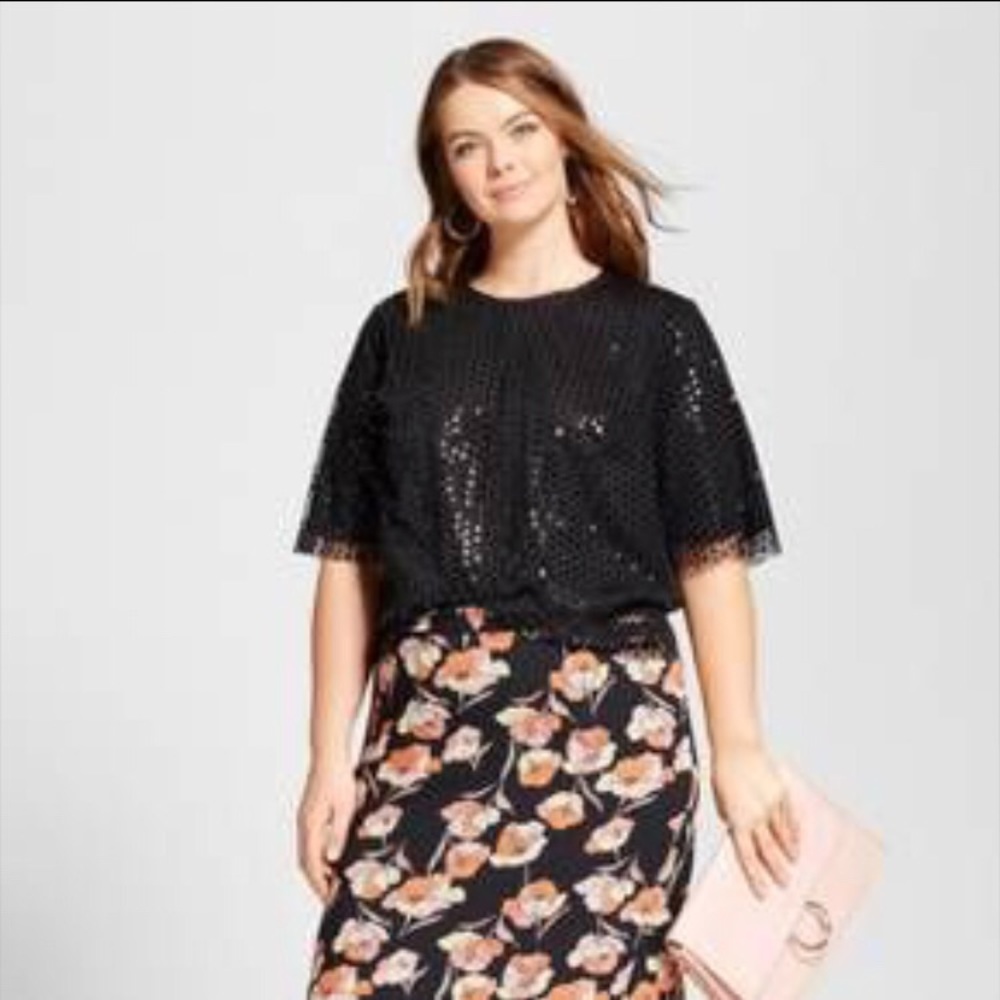 Black who what wear sequin blouse